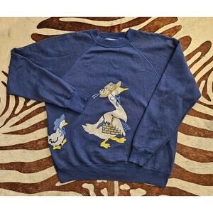 Vintage 80s Bassett Walker Mother Goose & Goslings AOP Sweatshirt Sz XL